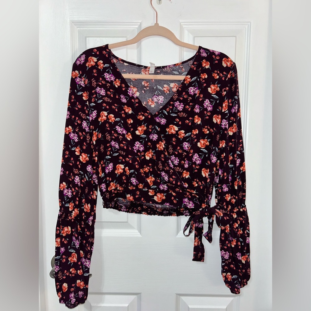 Xhilaration Side Tie Flower Blouse